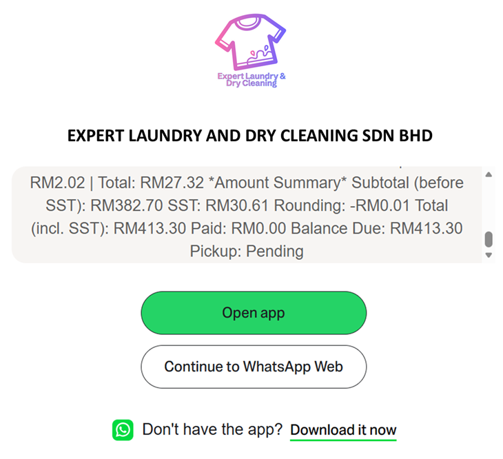 Prepare WhatsApp pickup message